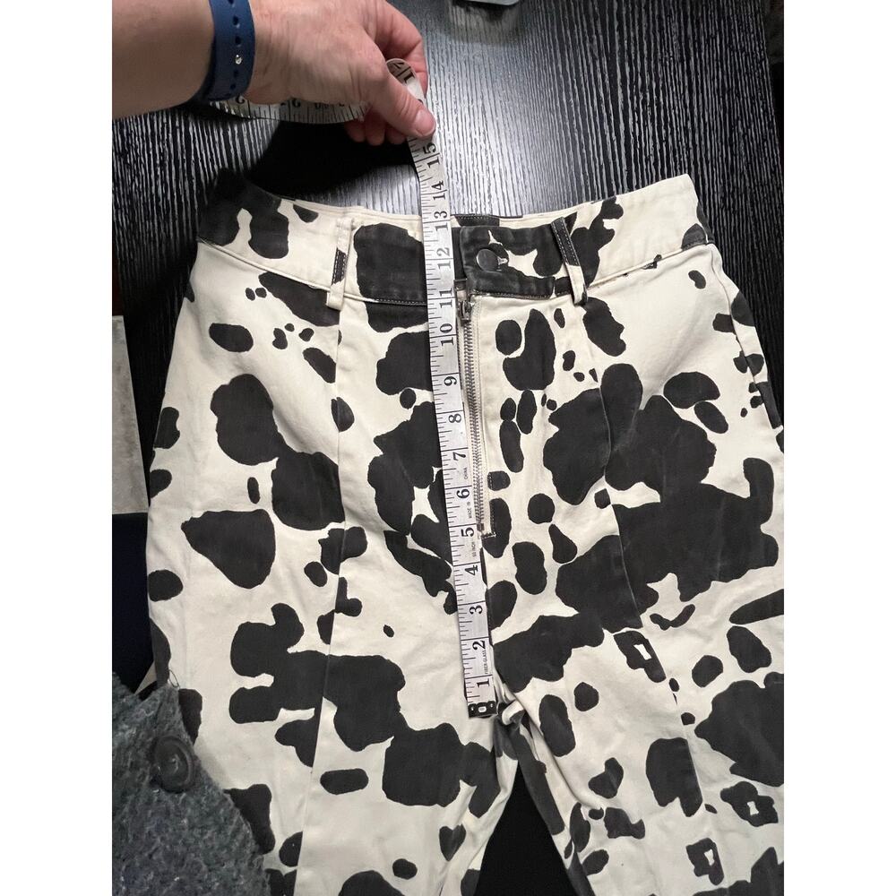 En Saison Anthropologie Cow Print High Waisted Flare Jeans - Picture 4 of 10